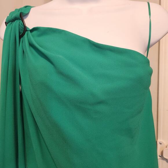 Lauren Ralph Lauren Womens Georgette Gathered Cocktail Party Dress Green Size 14 - Picture 8 of 9